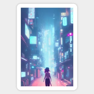 A Cute Girl in Tokyo Neon Japan <3 Sticker